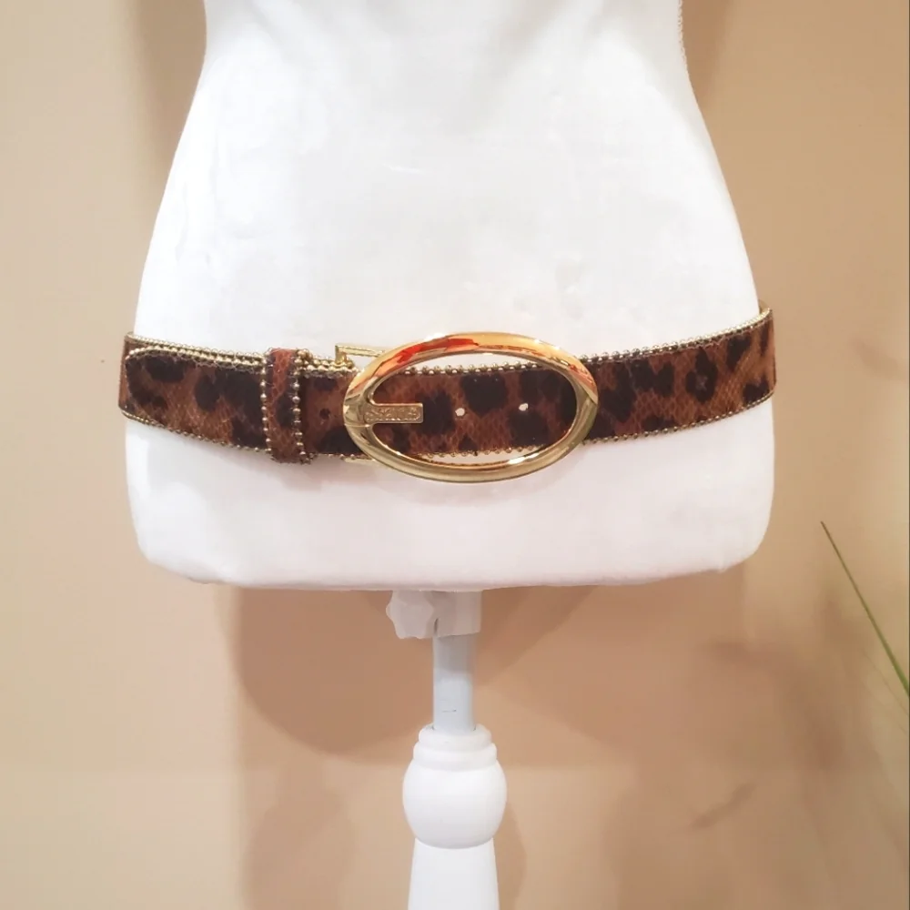 Guess leopard animal print buckle belt
